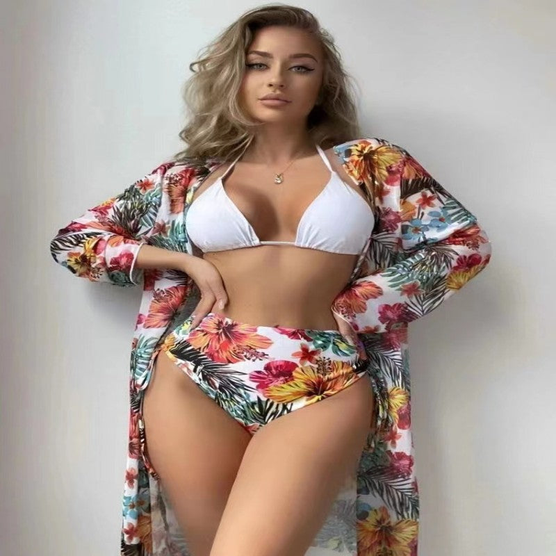 Dame Højskåret Bikini sæt med florale mønstre og diskret farvekontrast Stilla