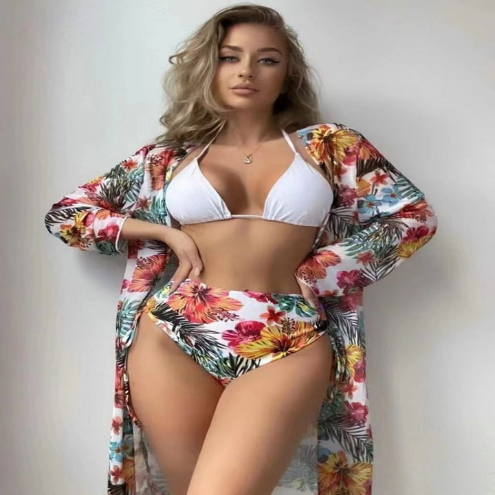 Dame Højskåret Bikini sæt med florale mønstre og diskret farvekontrast Stilla