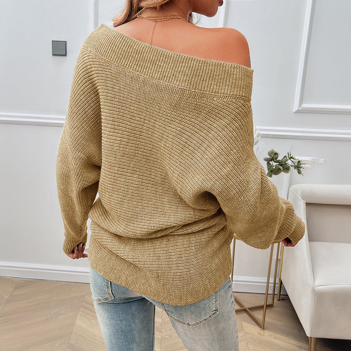 Dame Oversized Pullover med asymmetrisk udskæring og perlebesatte detaljer Stilla