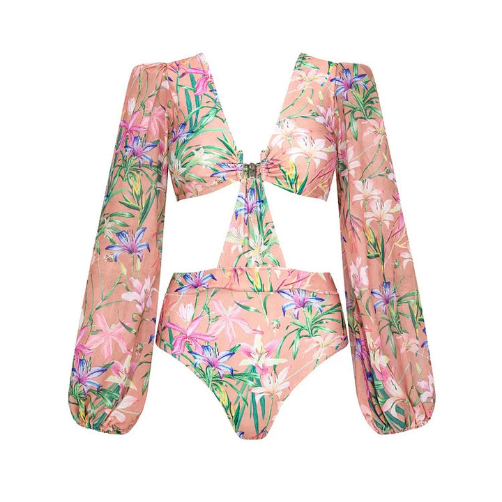 Dame bikinitop med elegante, lange gennemsigtige ærmer Skovae