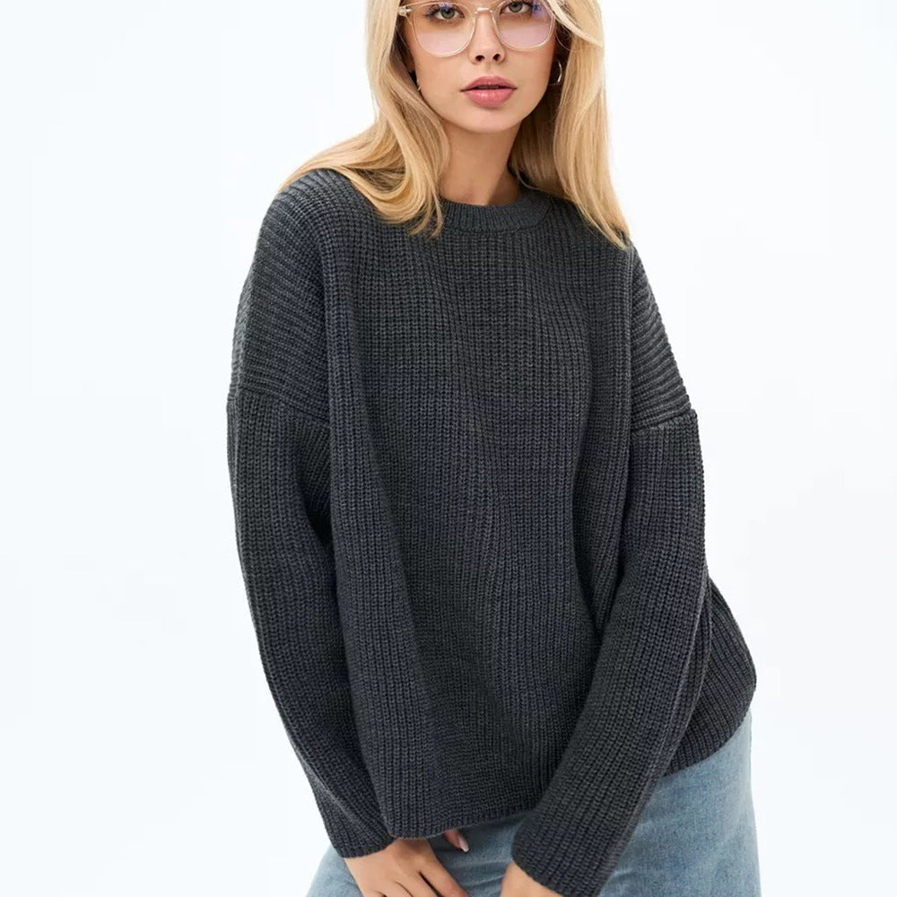 Kvinders chunky strik sweater med en løs pasform og tekstureret design Stilla