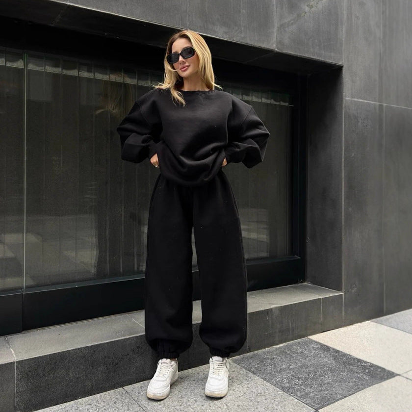 Kvinder casual fleece sweater og joggingbukser sæt Skovae