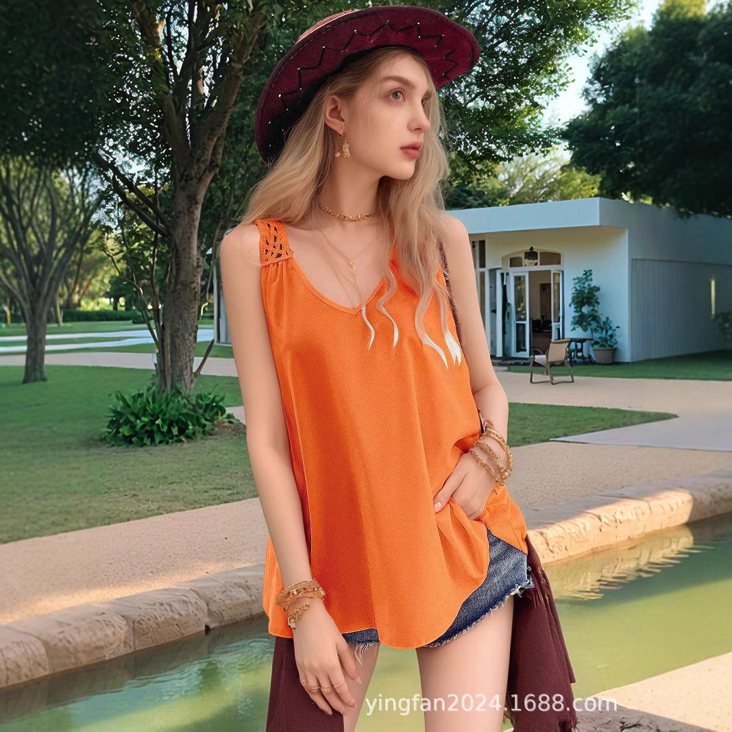 Dame Bohemian Spids-Ryg Tanktop Stilla