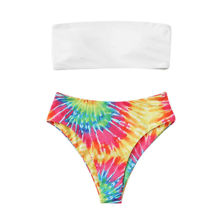 Dame bikini-sæt med trendy bandeau-top og høj talje-snit Skovae