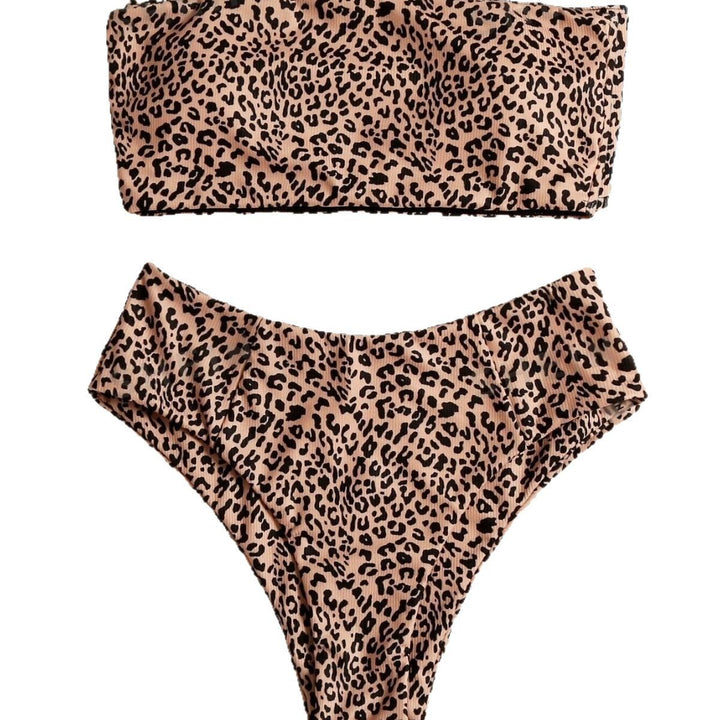 Dame bandeau-bikini sæt med elegant leopardmønster Skovae