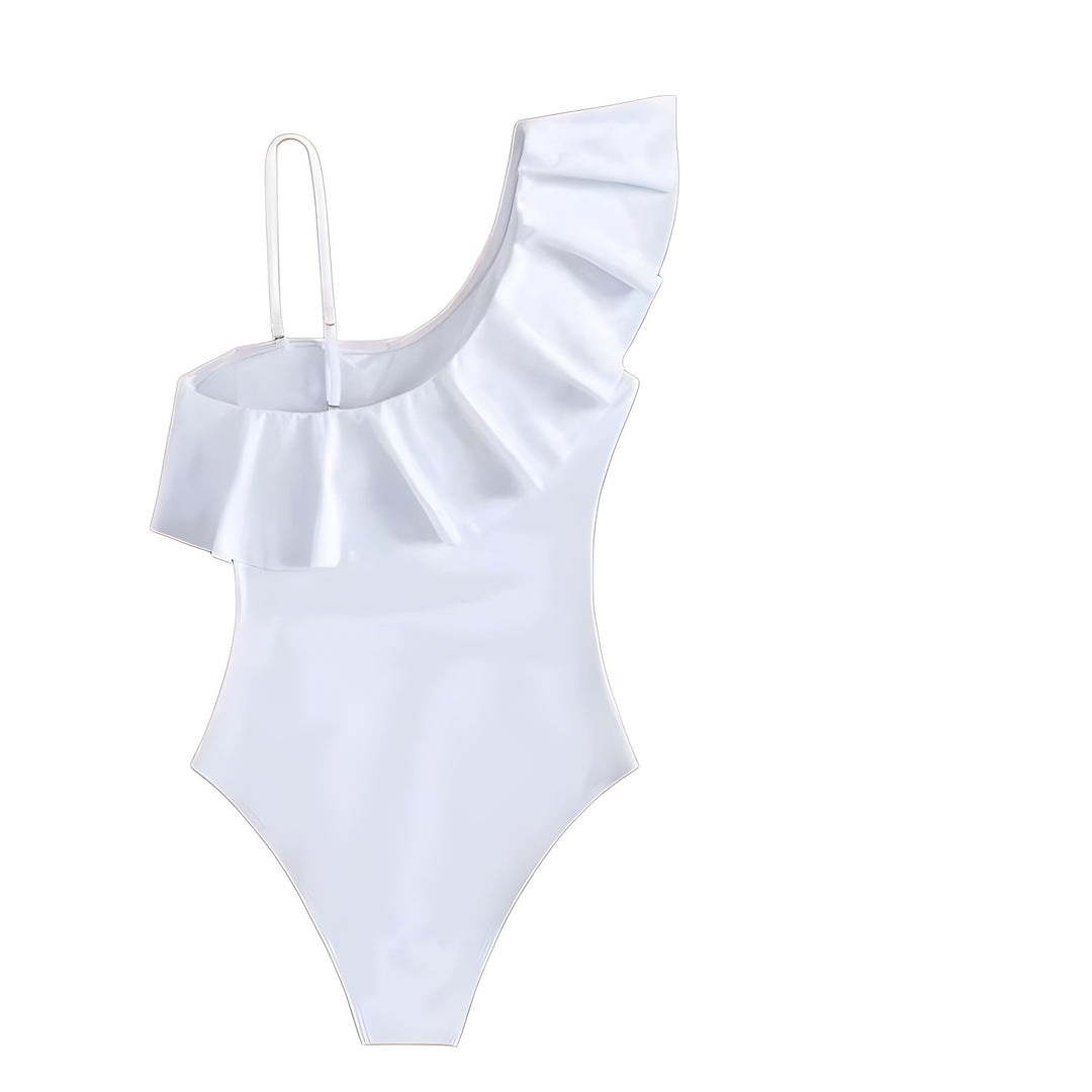 Damer Elegante Badebukser med asymmetrisk flæse-detalje og gennemsigtig indsats Stilla