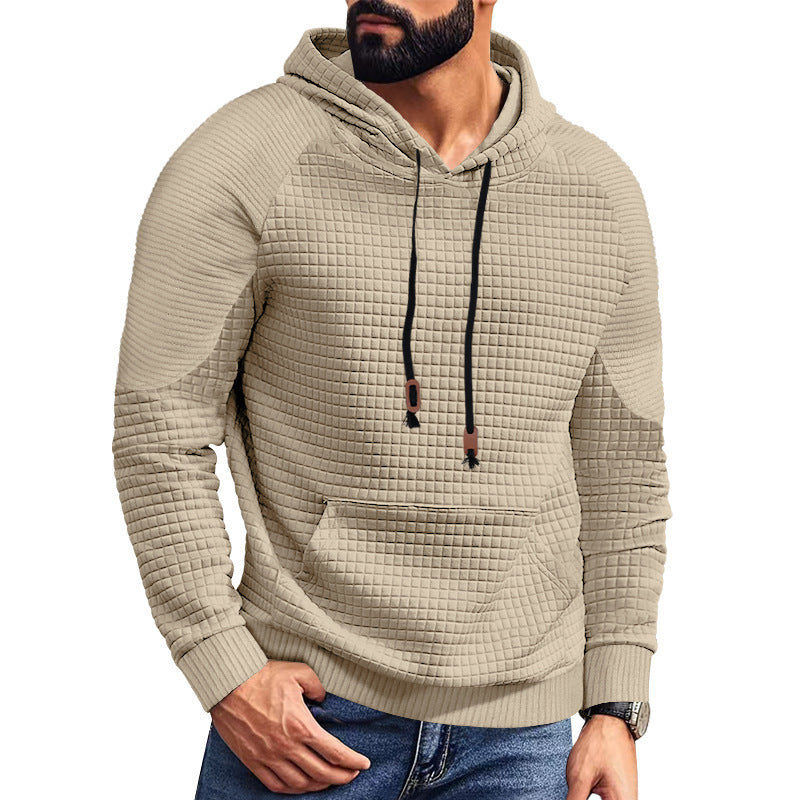 Herrer nano quiltet hoodie med kvadratisk struktur og kængurulomme Skovae