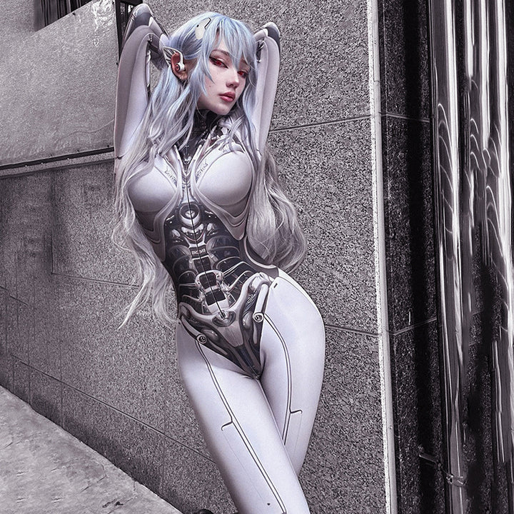 Dame Catsuit med futuristisk design og høj krave Stilla