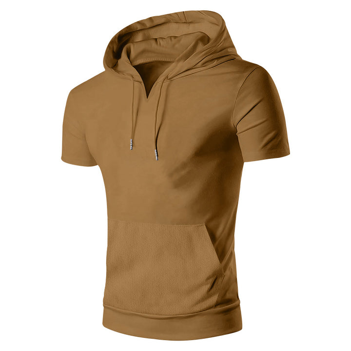 Herre kortærmet hoodie med praktisk kængurulomme og åndbart stof Stilla