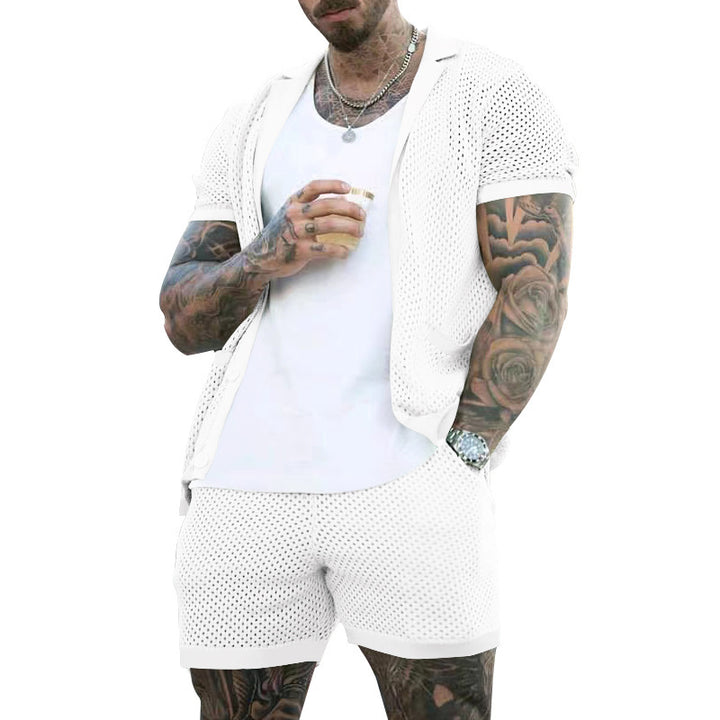 Herre Åndbart Fritidssæt med struktureret Overdel og Shorts Stilla