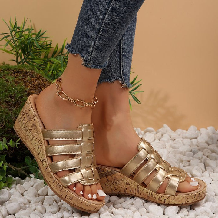 Dame Wedge-sandaler med dekorative remme og komfortabelt fodseng Stilla