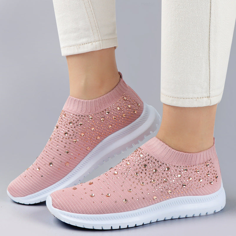 Dame Sneakers med funklende strassudsmykning og elastisk pasform Stilla