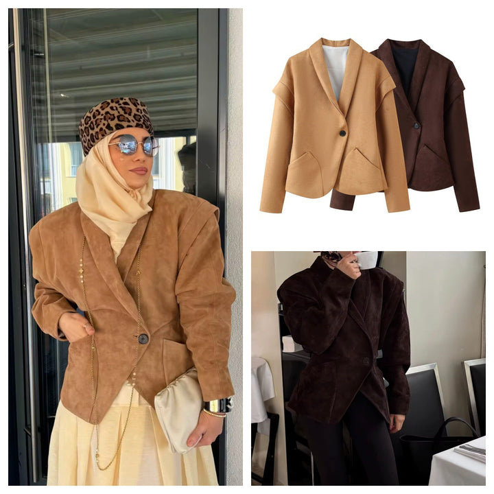Damer elegant Suede-jakke med moderigtige lommer Stilla