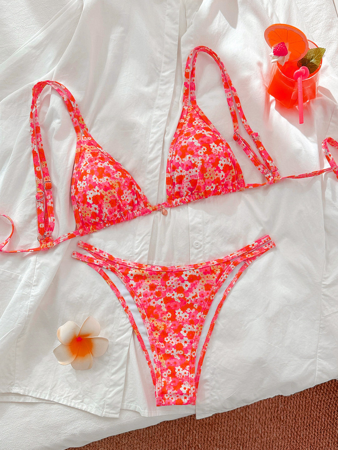 Dame triangel-bikini med blomsterdesign Skovae