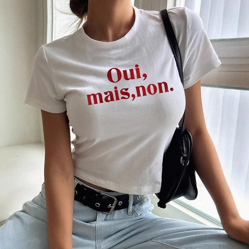 Damer Crop-T-shirt med inspirerende statement-print Skovae 1777452262