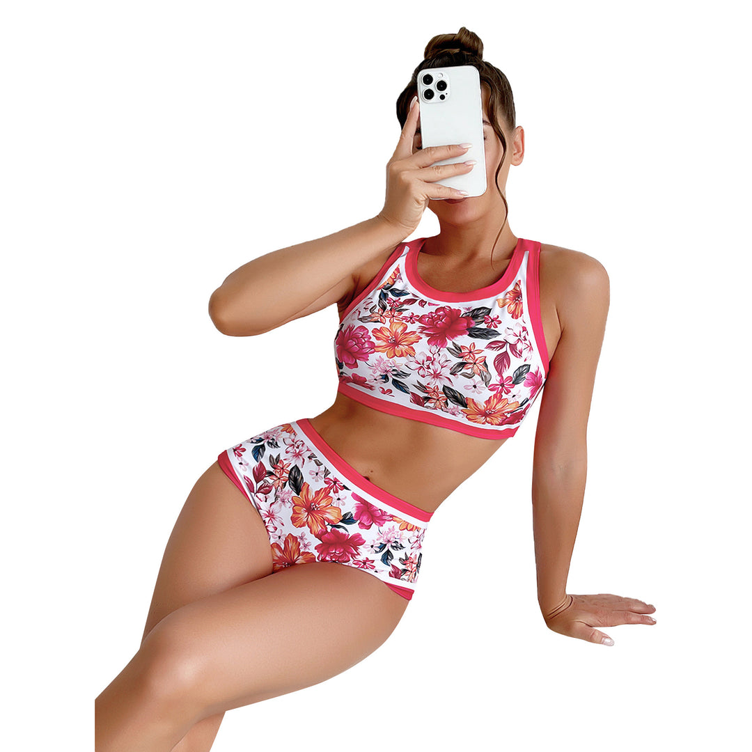 Dame Sport-Bikini med blomstret design og høj talje Skovae