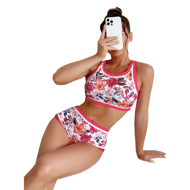 Dame Sport-Bikini med blomstret design og høj talje Skovae