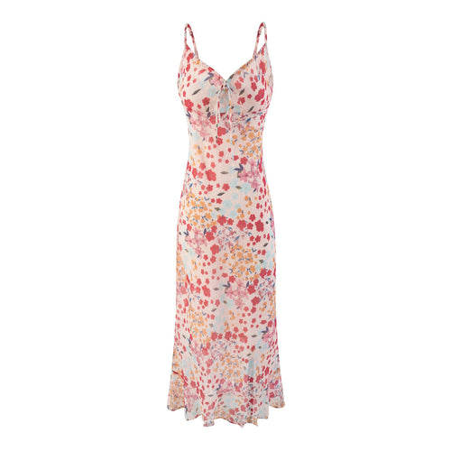 Dame spaghetti strop kjole med floral mønster og elegant snit Stilla