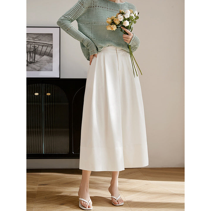 Damer bredskåret blyantbukser med høje lommer og blød fald Stilla