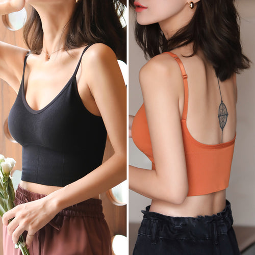Dame Crop-Top med fin ribstruktur og justerbare stropper Stilla