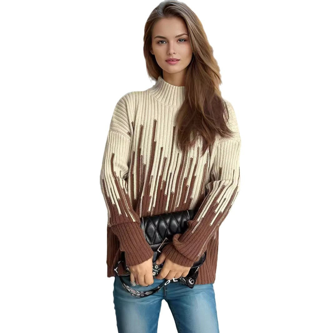 Dames fashionable sweater med tekstureret kabelmønster og harmoniske farvegradienter Stilla