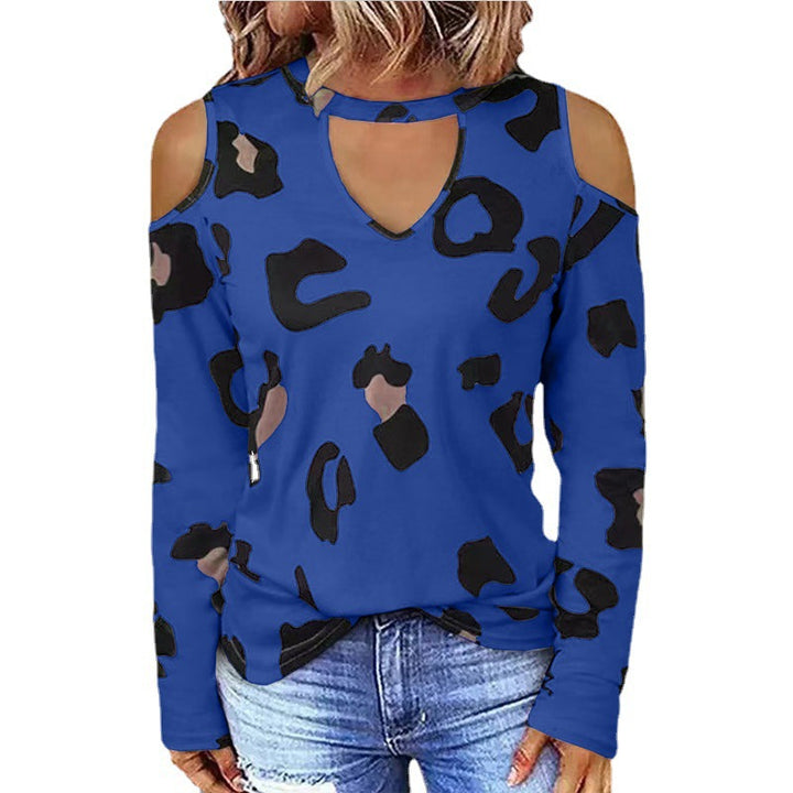 Dame Trendy Langærmet skjorte med cut-outs og leopardmønster Stilla