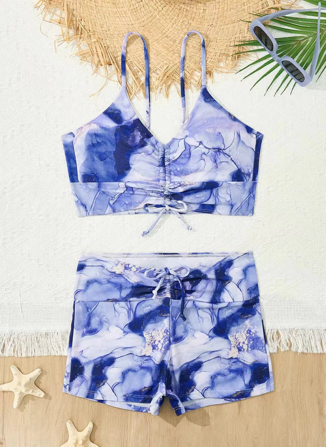 Dame bikini med blomstret flæse design og justerbare stropper Skovae
