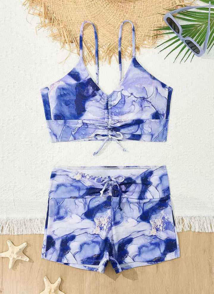 Dame bikini med blomstret flæse design og justerbare stropper Skovae