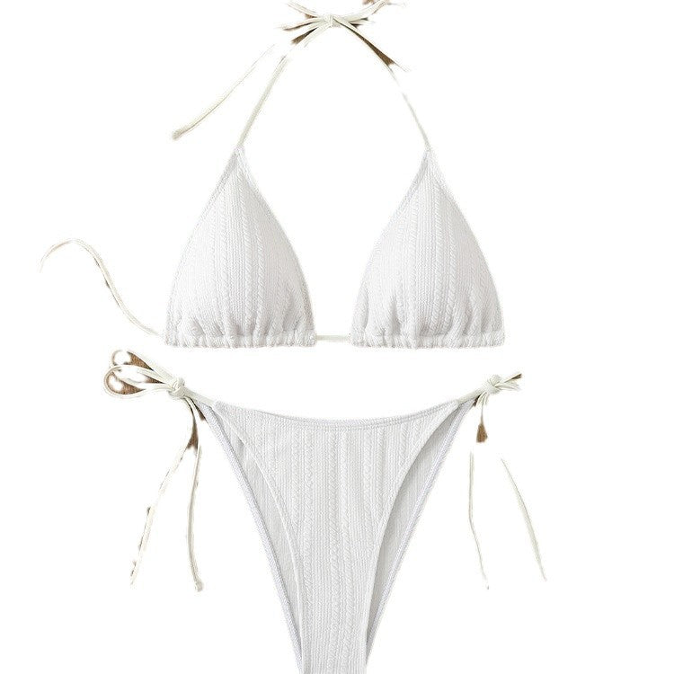 Damer Rib-Højskæring-Trekants-Bikini-Sæt Stilla