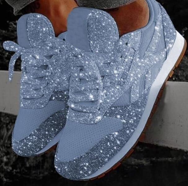 Dame Glitrende Sneakers med åndbar mesh-overflade og ergonomisk fodseng Stilla