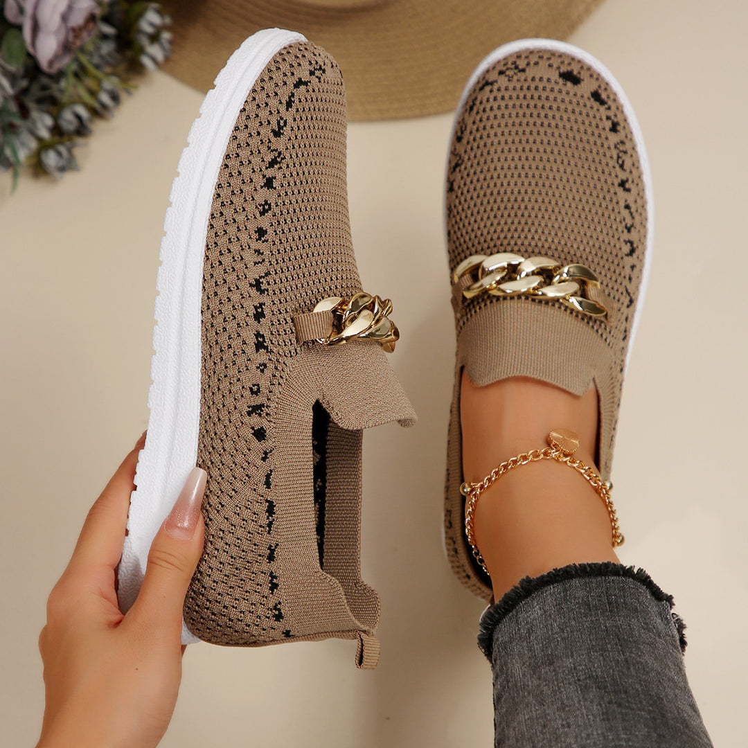 Dame Behagelige Slip-On Sneakers med fashionable Kæde-Detail Stilla