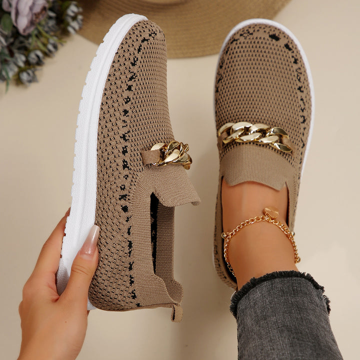 Dame Behagelige Slip-On Sneakers med fashionable Kæde-Detail Stilla
