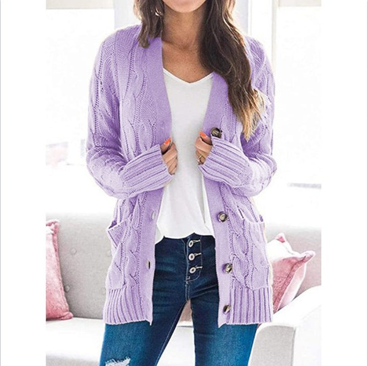 Kvinders cardigan med elegant kabelmønster og praktiske lommer Stilla