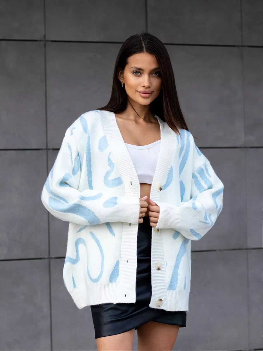 Kvinders hyggelige cardigan med elegant mønster Skovae