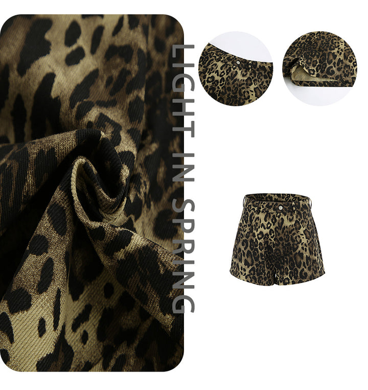 Dame Leo-print shorts med høj talje og elastisk materiale Stilla