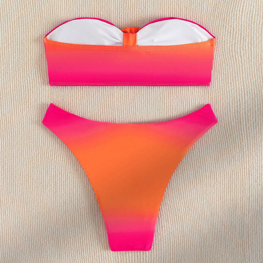 Dame bandeau bikini med blomsterhjerte design Skovae