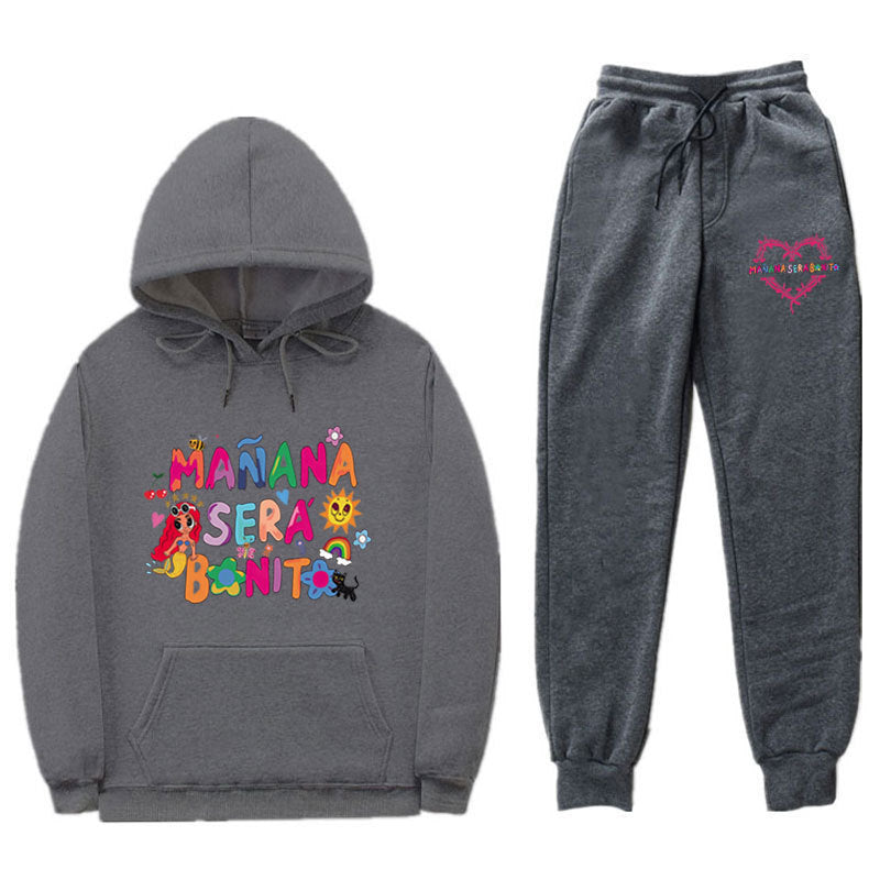 Kvinders sweatshirt og joggingbukser sæt med farverig print Skovae