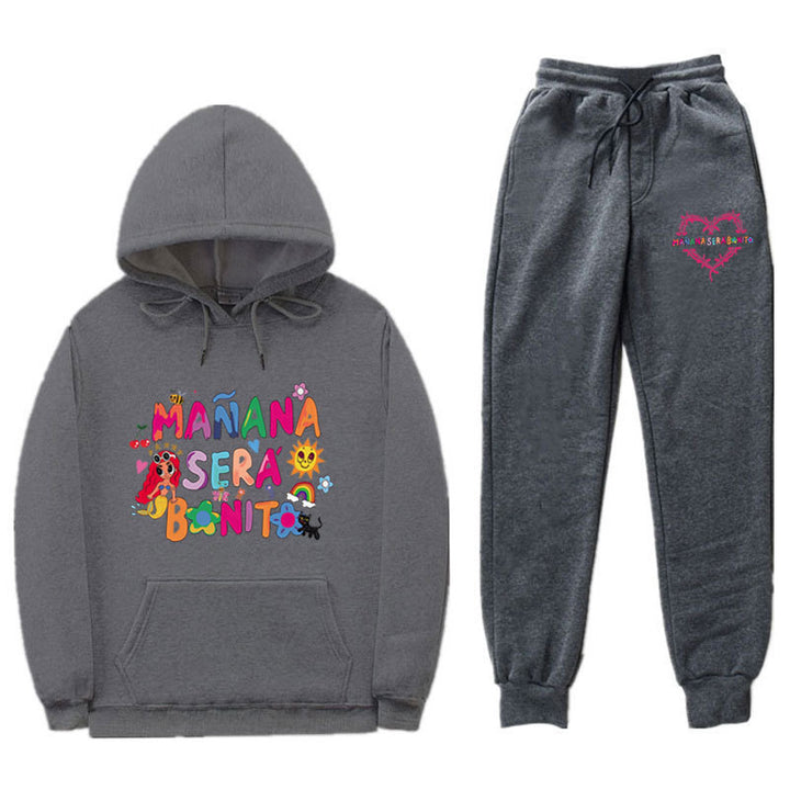 Kvinders sweatshirt og joggingbukser sæt med farverig print Skovae