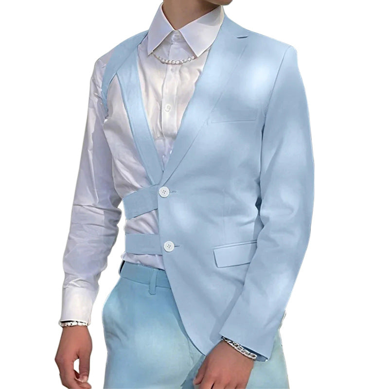 Dame nan asymmetrisk blazer med bånddetaljer og reverskrave Skovae