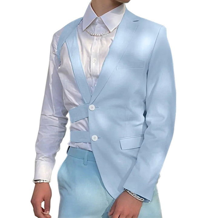 Dame nan asymmetrisk blazer med bånddetaljer og reverskrave Skovae
