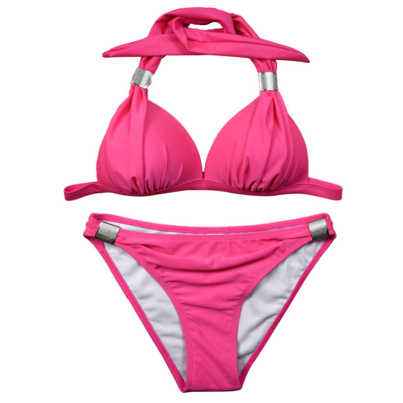 Dame triangel-bikini med justerbare stropper og smukt knude-detalje Skovae