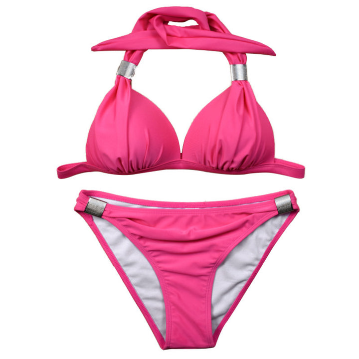 Dame triangel-bikini med justerbare stropper og smukt knude-detalje Skovae