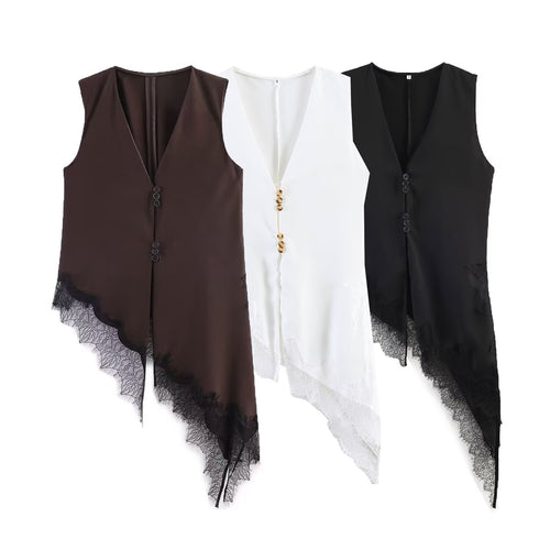 Dame asymmetrisk vest med elegant spids Skovae