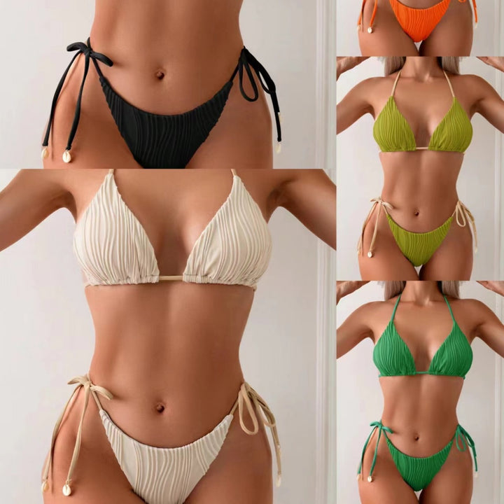 Dame Rib-design bikini med justerbare bånd Skovae