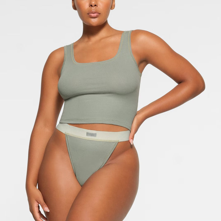 Dame Ribstrik Sport Crop Top Stilla