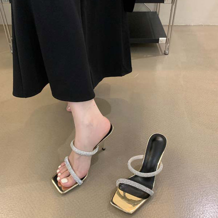 Damer Glamourøse Højhælede Sandaler med funklerende Rhinestones detaljer og elegant remdesign Stilla