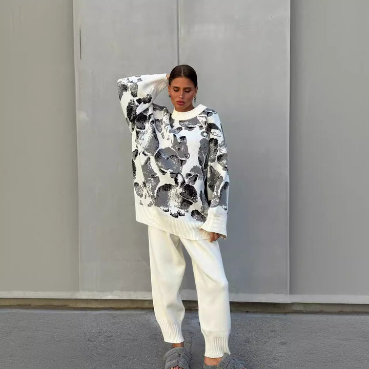 Kvinder Komfortabel Oversized Sweater med Unikt Mønster Stilla
