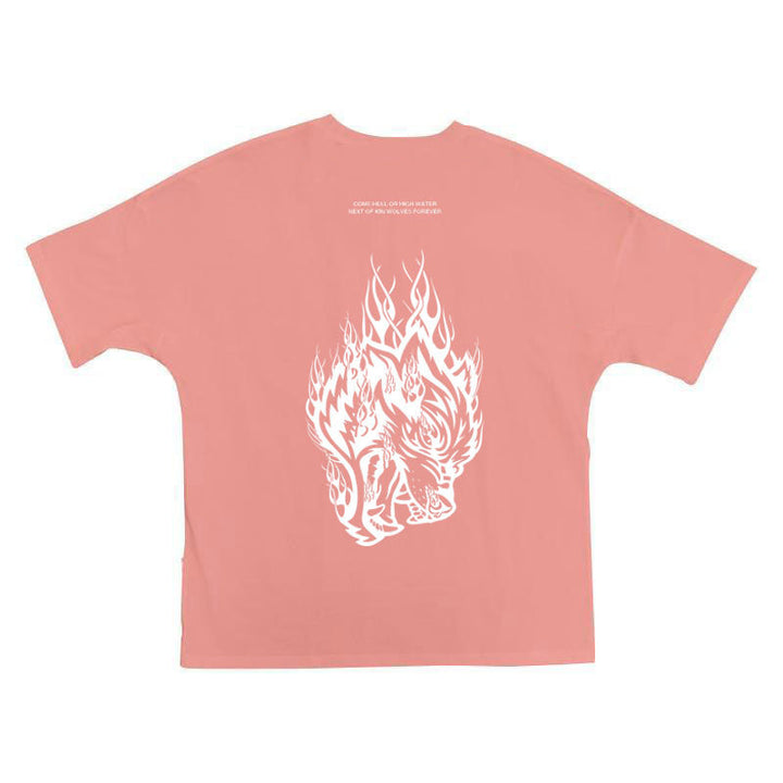 Herrer Grafik T-shirt med iøjnefaldende ulvedesign og løs pasform Stilla
