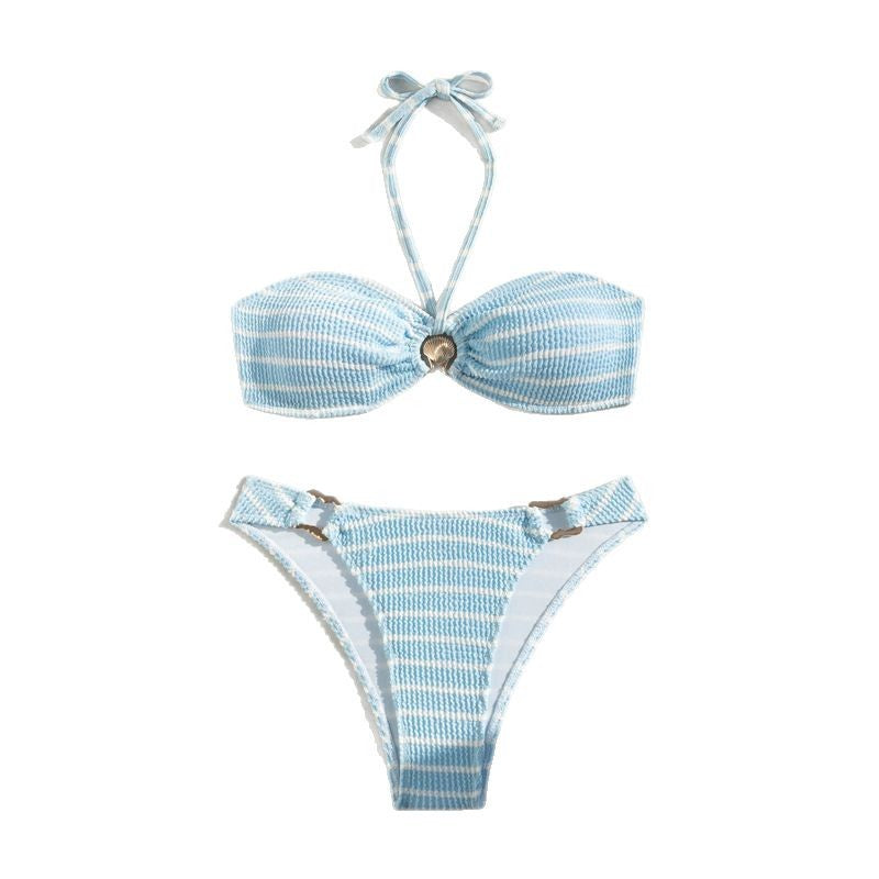 Damer med flæseudskæring højt skåret bikini-sæt Stilla
