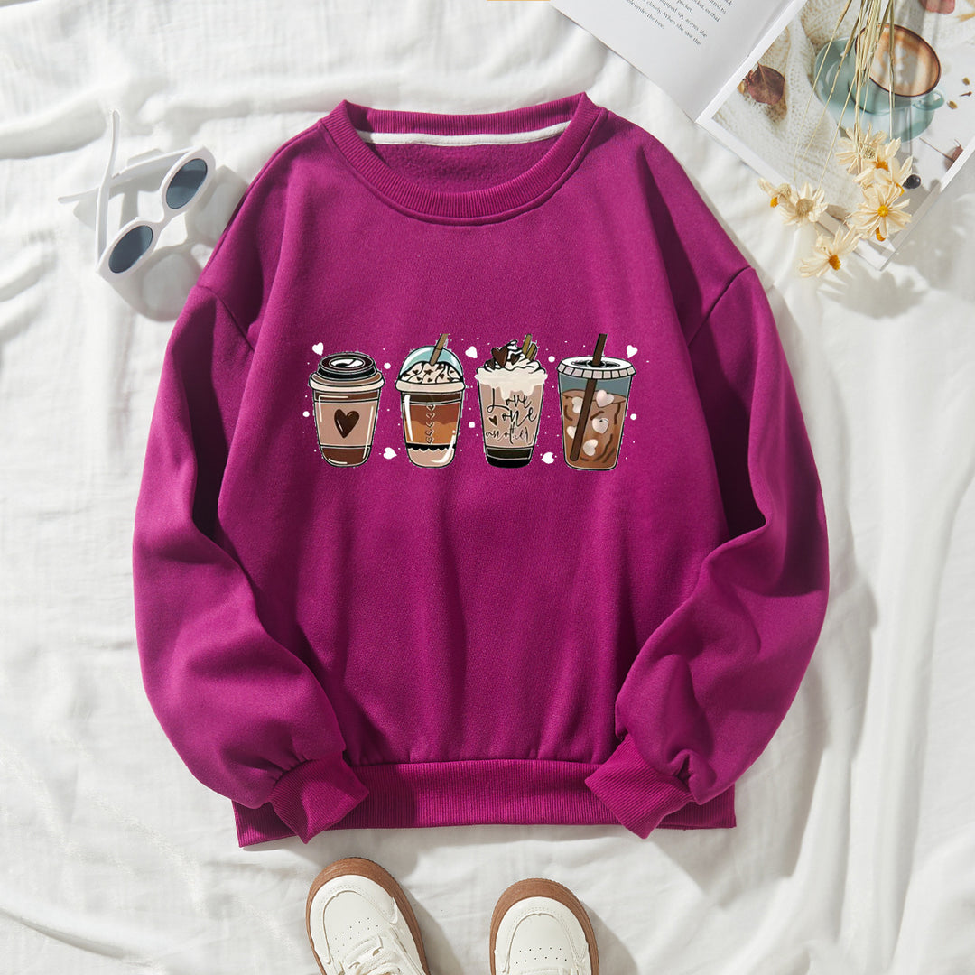 Kvindernes Komfortable Sweatshirt med Kaffemotiv Skovae